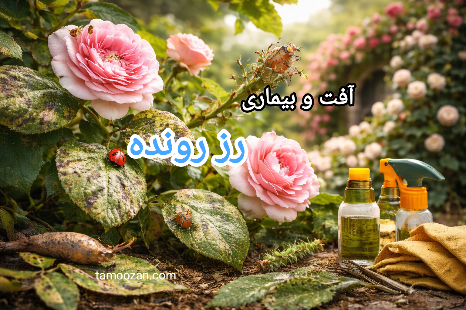 آفات و بیماری‌های گل رز رونده | علت گل ندادن و درمان قطعی | تموزان
