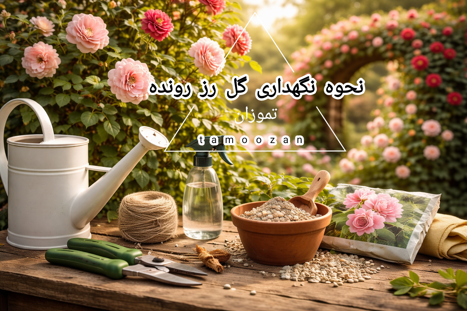 نگهداری گل رز رونده | نور، آبیاری، خاک و کوددهی اصولی | تموزان